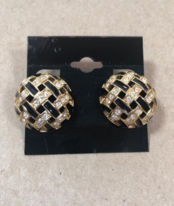 Picture of Vintage Swarovski Gold Plated Crystal Clip Earrings