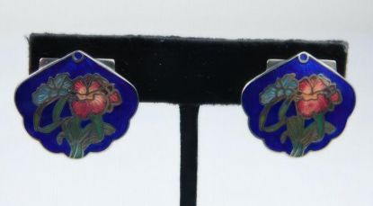 Picture of Cloisonne Enamel Floral Fan Clip Earrings