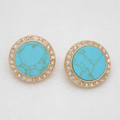 Picture of Chico's Signed Gold Turquoise Crystal Earrings