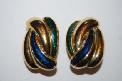 Picture of Bold Runway Couture Dark Blue Green Earrings