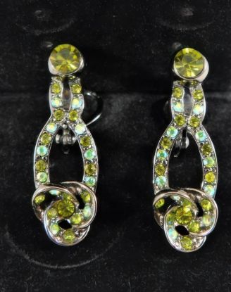 Picture of Premier Designs Green Rhinestone Convertible Clip Earrings