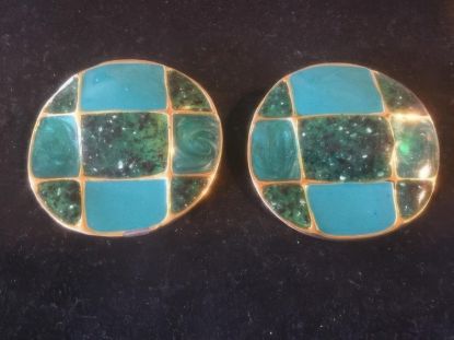 Picture of Vintage Turquoise Clip On Earrings Metal Circle