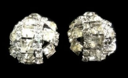 Picture of Silver Plated Rhinestone Love Knot Earrings Vintage