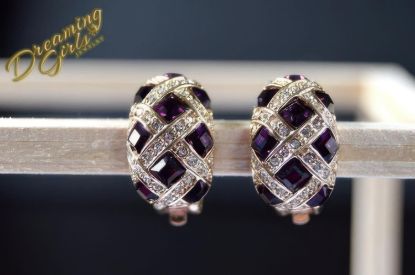 Picture of Luxury Rose Gold Amethyst Austrian Crystal Earrings