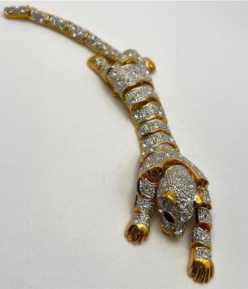 Picture of Vintage Gold Tone Tiger Cat Shoulder Brooch Pin