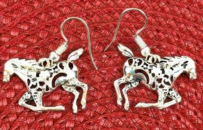 Picture of Silver Tone Horse Lace Galloping Rodeo Earrings