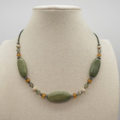 Picture of Green Jasper Bead Necklace Boho Healing Chakra