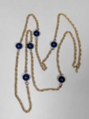 Picture of Vintage Sarah Coventry Gold Tone Blue Bead Necklace