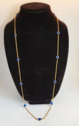 Picture of Vintage Open Bezel Flapper Necklace Blue Crystal