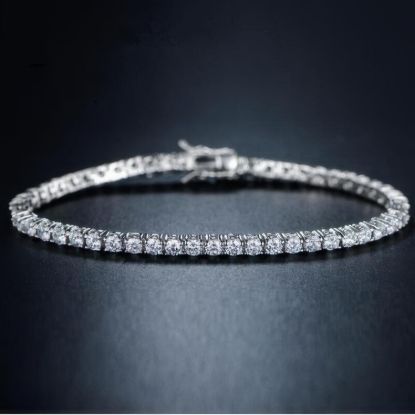 Picture of Natural White Topaz 3mm Silver Tennis Bracelet