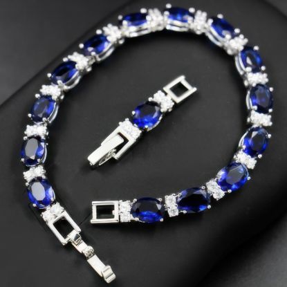 Picture of London Blue White Topaz Silver Bracelet Women