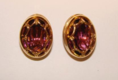 Picture of Vintage Swarovski Signed Swan Purple Crystal Earrings