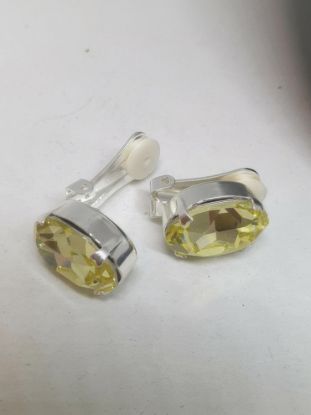 Picture of Large Oval Swarovski Jonquil Clip Earrings UK