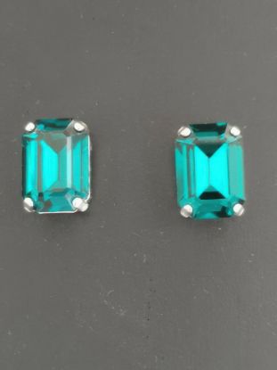 Picture of Emerald Swarovski Octagon Clip Earrings UK