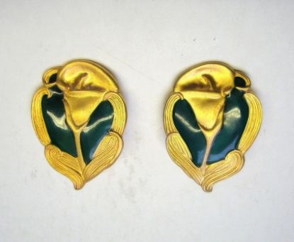 Picture of Georgiou Gold Tone Emerald Enamel Earrings