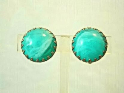 Picture of Vintage Blue White Swirl Silver Clip On Earrings