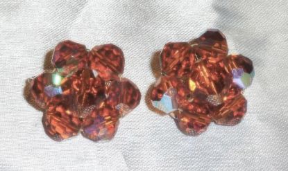Picture of Vintage Laguna Sparkly Amber Aurora Borealis Earrings