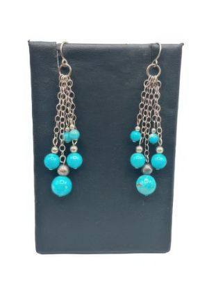 Picture of Turquoise Sterling Silver Beaded Boho Earrings