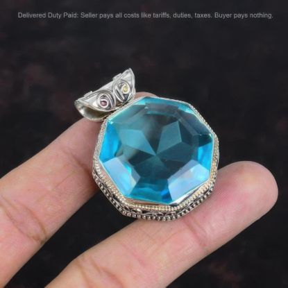 Picture of Swiss Blue Topaz Pendant 925 Sterling Silver