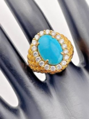 Picture of Victoria Wieck Gold Turquoise CZ Sterling Silver Ring