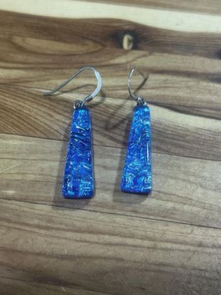 Picture of Vintage Sterling Silver Dichroic Glass Earrings 925