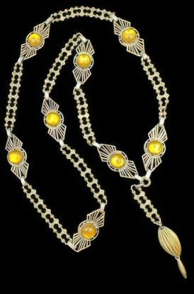 Picture of Art Deco Czech Amber Glass Cabochon Necklace