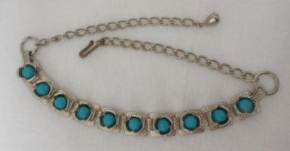 Picture of Vintage Etched Silver Tone Blue Bead Choker