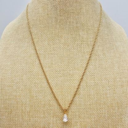Picture of Womens Gold Tone CZ Crystal Teardrop Necklace