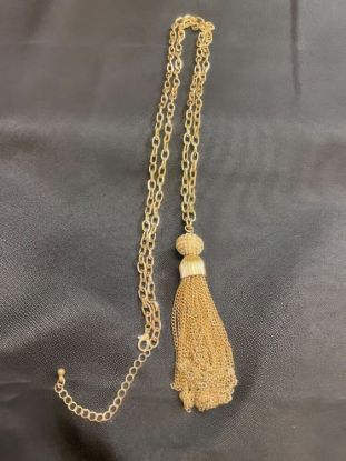 Picture of Vintage Gold Tone Knot Lariat Tassel Necklace 44inch