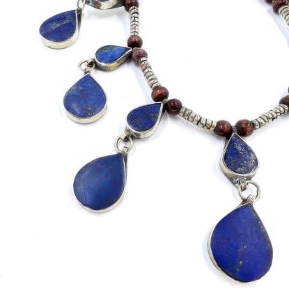 Picture of Vintage Lapis Lazuli Tribal Bib Necklace Silver