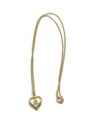 Picture of Vintage Rhinestone Heart Pendant Necklace Gold