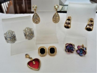 Picture of Signed Swarovski Crystal Earrings and Red Heart Pendant