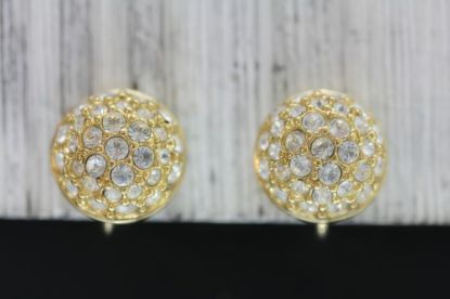Picture of Vintage Swarovski Crystal Gold Swan Earrings