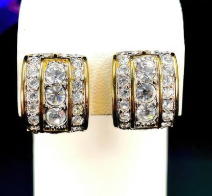 Picture of Swarovski Signed 18K Gold Pave Crystal Earrings
