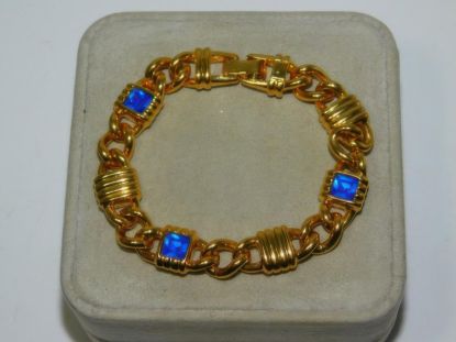 Picture of Swarovski Gold Sapphire Blue Emerald Tennis Bracelet