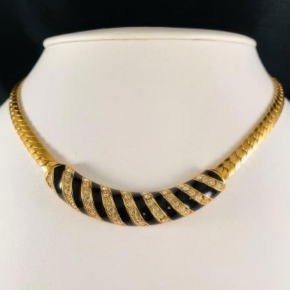 Picture of Vintage Swarovski Swan Black Enamel Crystal Necklace