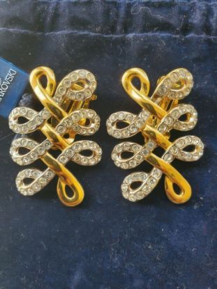 Picture of Swarovski Swan Gold Tone Clear Crystal Earrings