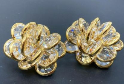 Picture of Vintage Swarovski White Crystal Gold Earrings