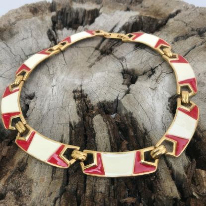 Picture of Vintage Monet Red Geometric Collar Necklace Choker