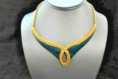 Picture of Vintage 1960s Monet Gold Tone Teal Necklace