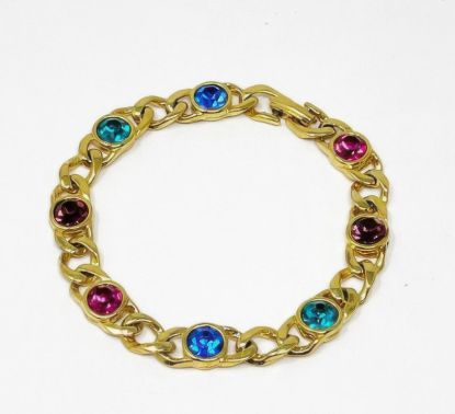 Picture of Vintage Gold Tone Rhinestone Chain Link Bracelet