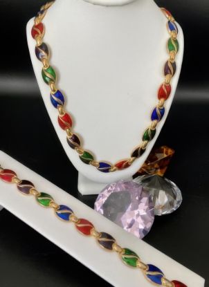 Picture of Vintage Enamel Gold Tone Chain Choker Bracelet