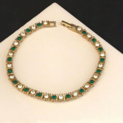Picture of Vintage Gold Tone Tennis Bracelet Green Crystals