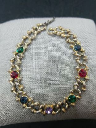 Picture of Vintage Estate Gold Silver Rhinestone Link Bracelet