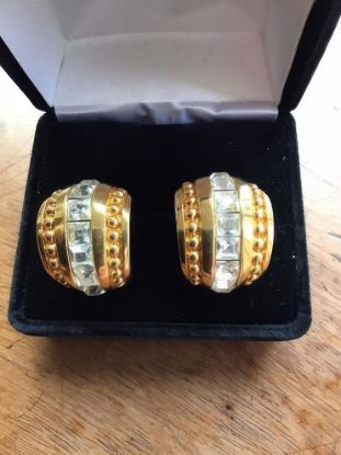 Picture of Signed Swarovski Swan Pave Crystal Half Hoop Earrings