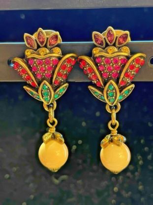 Picture of Heidi Daus Swarovski Ruby Red Flower Earrings