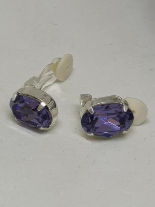 Picture of Swarovski Tanzanite Oval Clip Earrings UK