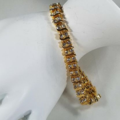 Picture of Gold Tone Double Row Rhinestone Tennis Bracelet