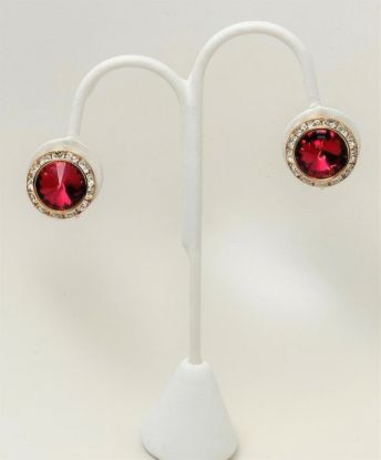 Picture of Vintage Gold Tone Ruby Red Crystal Earrings