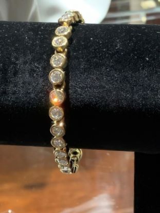 Picture of Swarovski White Crystal Tennis Bracelet Gold Tone